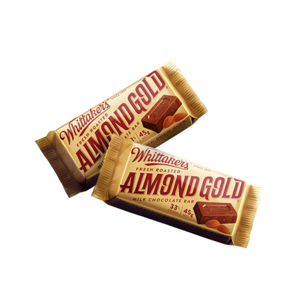 Whittaker's 33% Almond Gold Milk Chocolate Slab 45g - Oasis