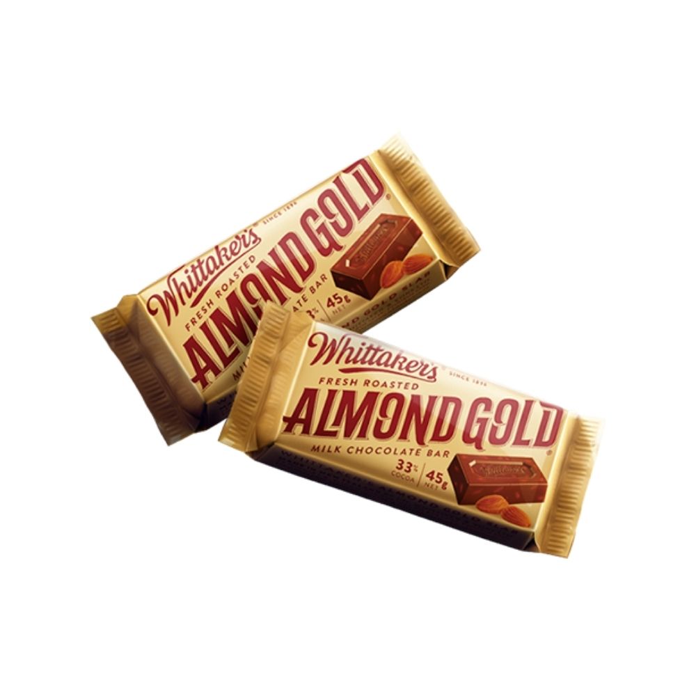 Whittaker's 33% Fresh Roasted Almond Gold Milk Chocolate Slab 45G - Oasis