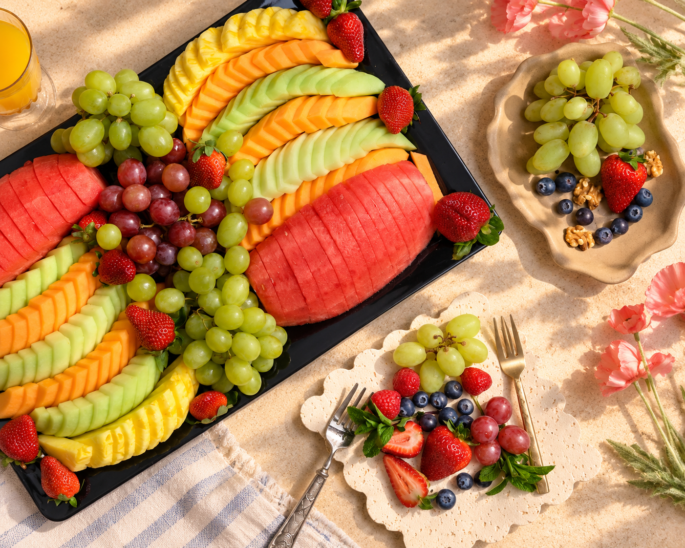 Fresh fruit catering platter with seasonal berries