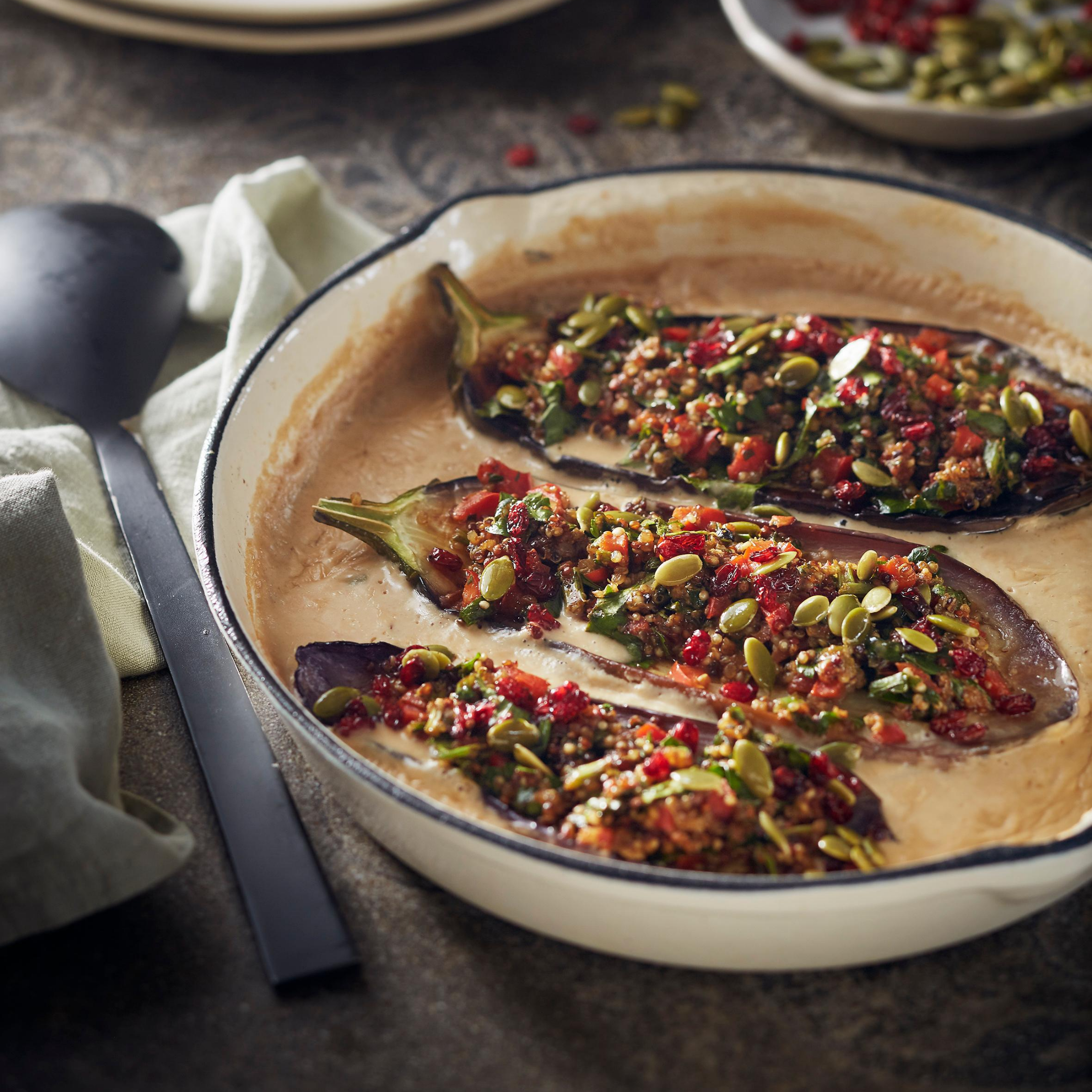 Eggplant with Quinoa and Tahini Recipe