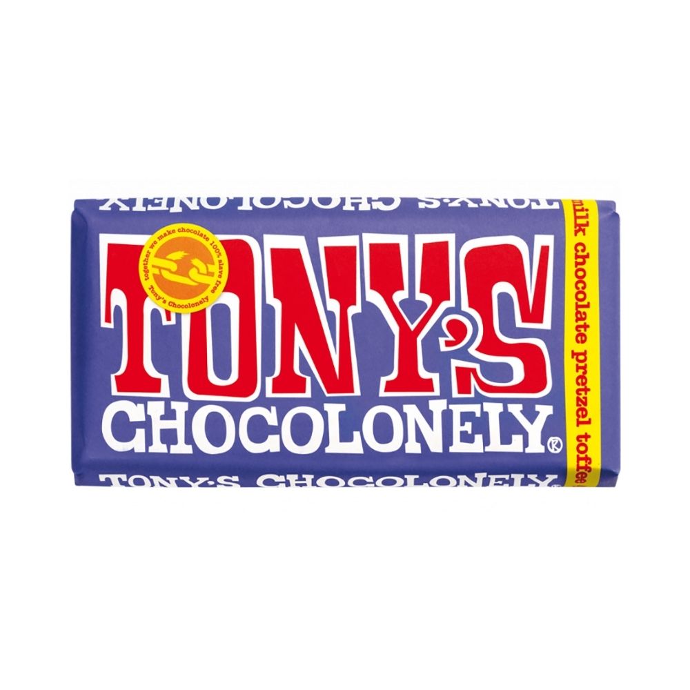 Tony's Chocolonely  Pretzel Toffee Chocolate 180g - Oasis
