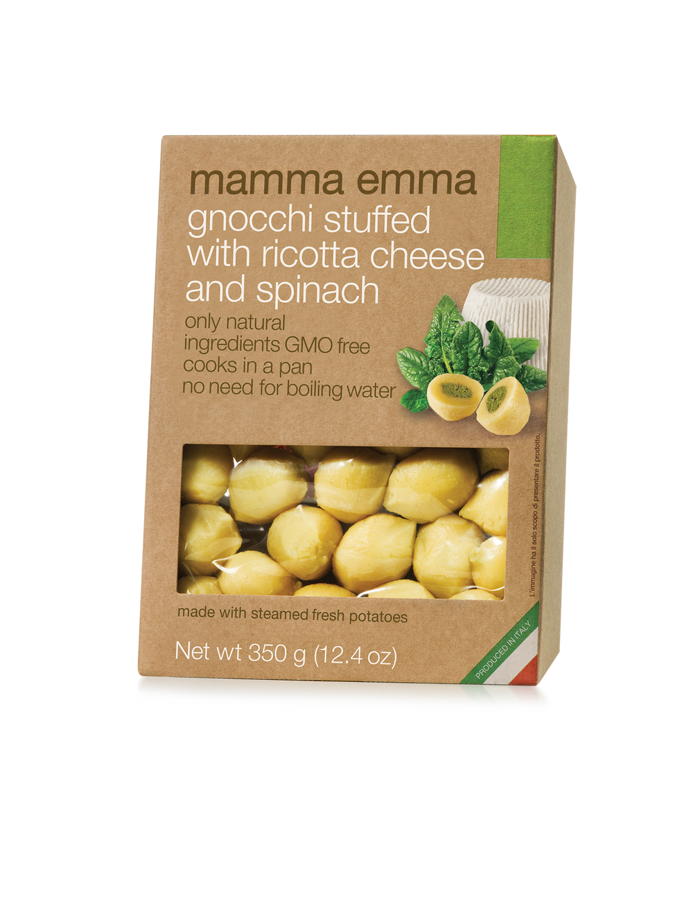 Mamma Emma Potato Gnocchi Stuffed With Ricotta And Spinach 400G - Oasis